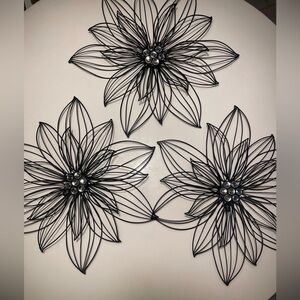 3 Black Flower Metal Wall Art